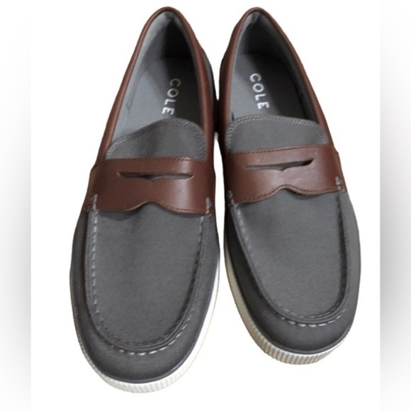 Cole haan men’s grey‎ & brown nantucket penny loafers new size 10.5 brand new main image 11